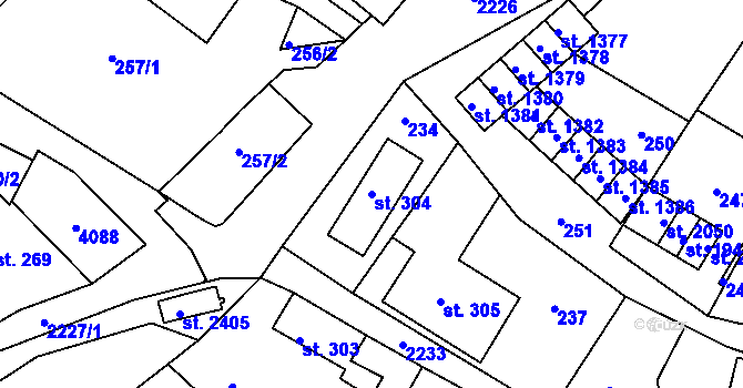 Parcela st. 304 v KÚ Lomnice nad Popelkou, Katastrální mapa