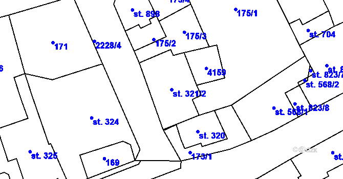 Parcela st. 321/2 v KÚ Lomnice nad Popelkou, Katastrální mapa