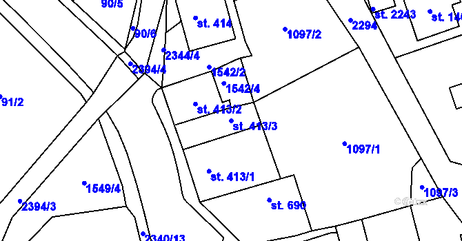 Parcela st. 413/3 v KÚ Lomnice nad Popelkou, Katastrální mapa