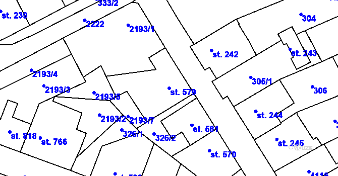 Parcela st. 579 v KÚ Lomnice nad Popelkou, Katastrální mapa