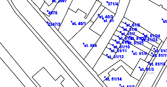 Parcela st. 584 v KÚ Lomnice nad Popelkou, Katastrální mapa