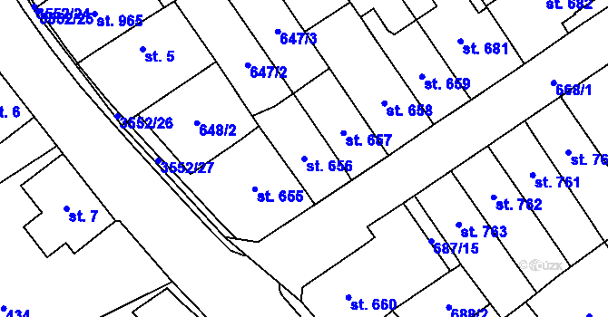 Parcela st. 656 v KÚ Lomnice nad Popelkou, Katastrální mapa