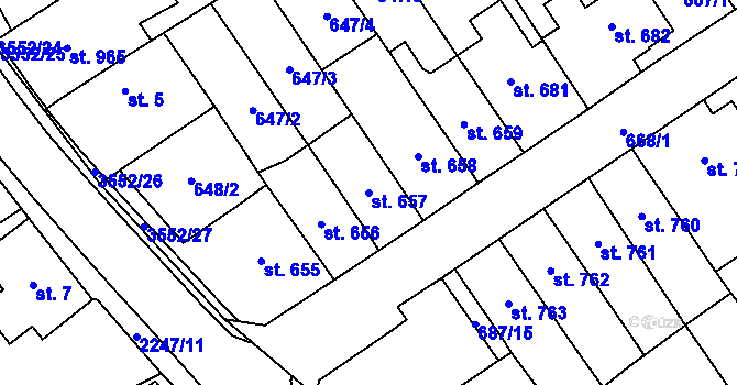 Parcela st. 657 v KÚ Lomnice nad Popelkou, Katastrální mapa