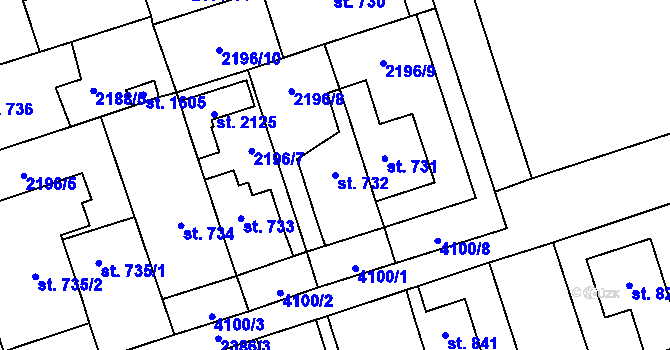 Parcela st. 732 v KÚ Lomnice nad Popelkou, Katastrální mapa