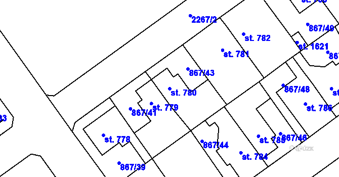 Parcela st. 780 v KÚ Lomnice nad Popelkou, Katastrální mapa