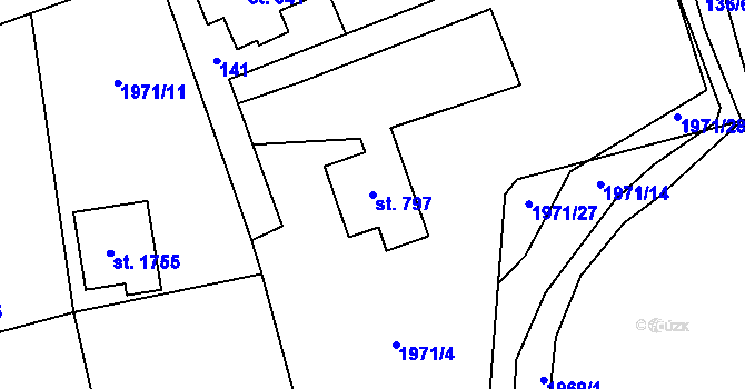 Parcela st. 797 v KÚ Lomnice nad Popelkou, Katastrální mapa