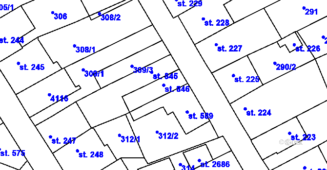 Parcela st. 846 v KÚ Lomnice nad Popelkou, Katastrální mapa