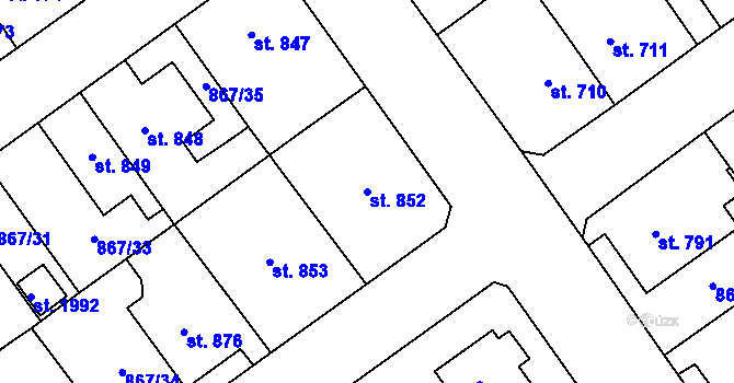 Parcela st. 852 v KÚ Lomnice nad Popelkou, Katastrální mapa