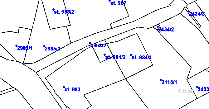 Parcela st. 984/2 v KÚ Lomnice nad Popelkou, Katastrální mapa