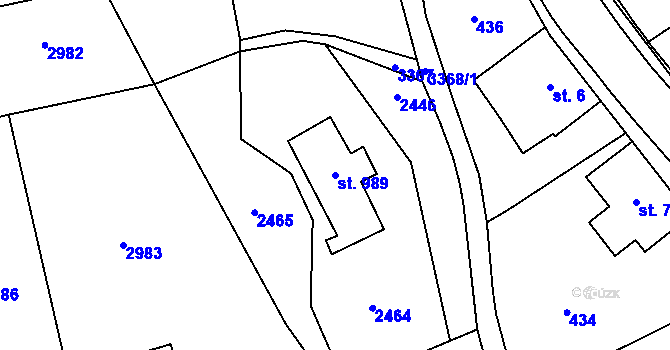 Parcela st. 989 v KÚ Lomnice nad Popelkou, Katastrální mapa