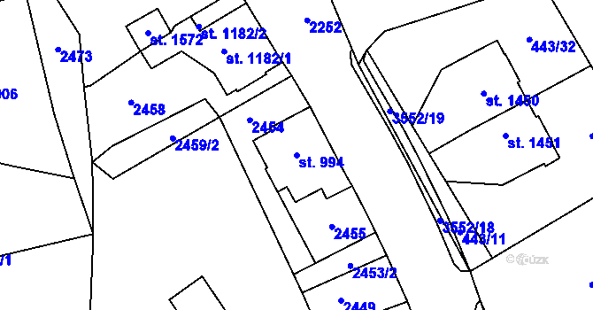 Parcela st. 994 v KÚ Lomnice nad Popelkou, Katastrální mapa