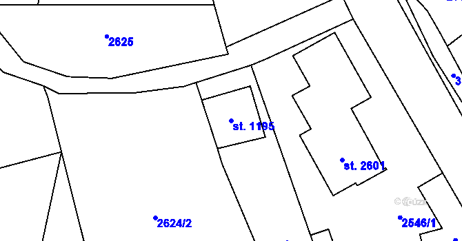 Parcela st. 1195 v KÚ Lomnice nad Popelkou, Katastrální mapa