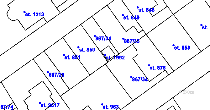Parcela st. 1992 v KÚ Lomnice nad Popelkou, Katastrální mapa