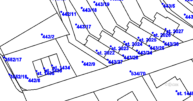 Parcela st. 2022 v KÚ Lomnice nad Popelkou, Katastrální mapa