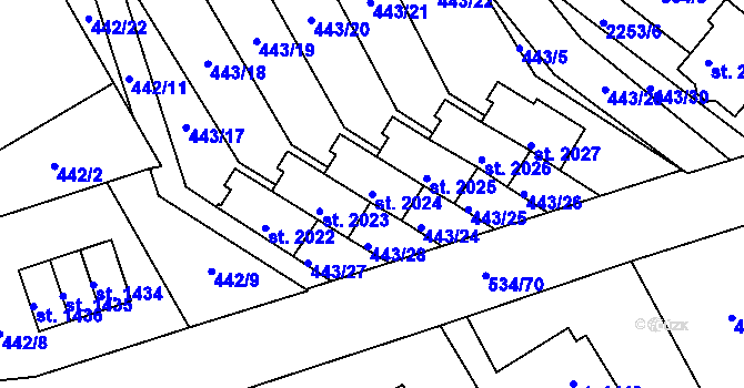 Parcela st. 2024 v KÚ Lomnice nad Popelkou, Katastrální mapa