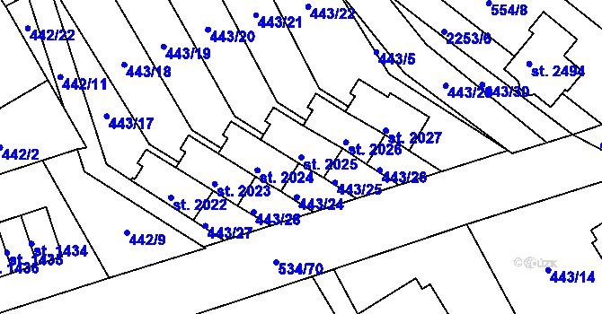 Parcela st. 2025 v KÚ Lomnice nad Popelkou, Katastrální mapa