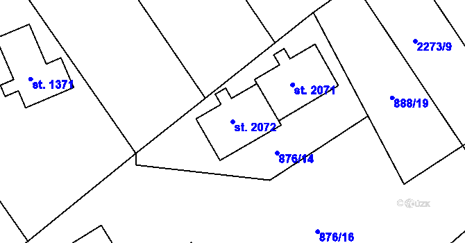 Parcela st. 2072 v KÚ Lomnice nad Popelkou, Katastrální mapa