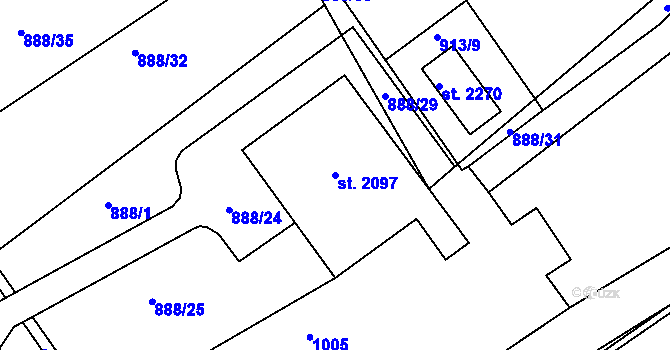 Parcela st. 2097 v KÚ Lomnice nad Popelkou, Katastrální mapa