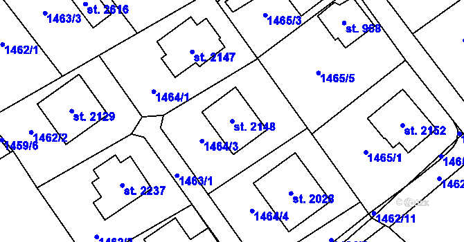 Parcela st. 2148 v KÚ Lomnice nad Popelkou, Katastrální mapa