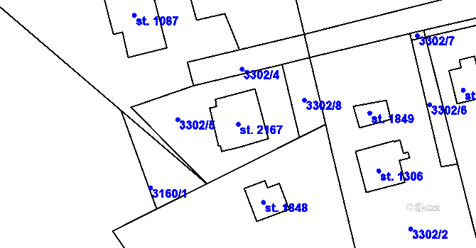Parcela st. 2167 v KÚ Lomnice nad Popelkou, Katastrální mapa