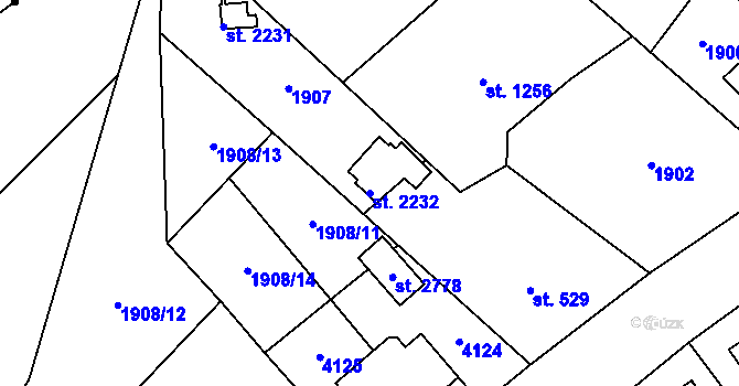 Parcela st. 2232 v KÚ Lomnice nad Popelkou, Katastrální mapa
