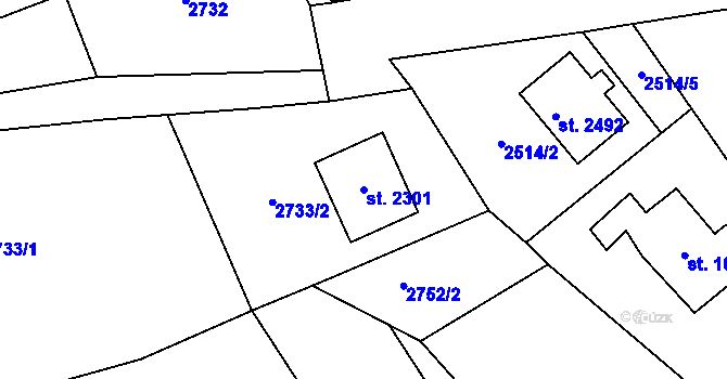 Parcela st. 2301 v KÚ Lomnice nad Popelkou, Katastrální mapa