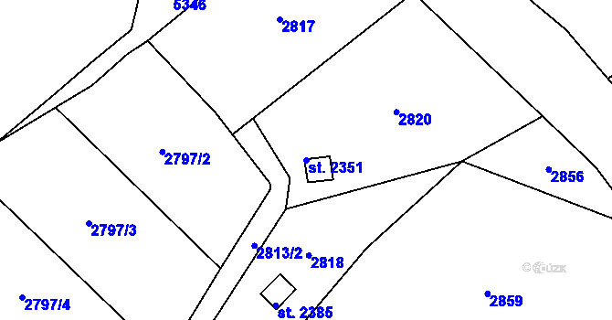 Parcela st. 2351 v KÚ Lomnice nad Popelkou, Katastrální mapa
