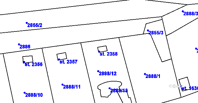 Parcela st. 2358 v KÚ Lomnice nad Popelkou, Katastrální mapa