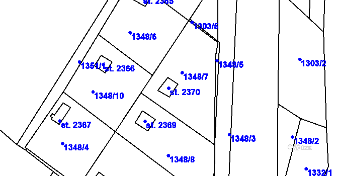 Parcela st. 2370 v KÚ Lomnice nad Popelkou, Katastrální mapa