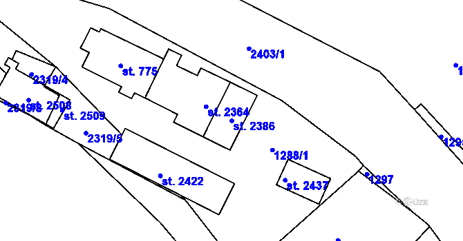 Parcela st. 2386 v KÚ Lomnice nad Popelkou, Katastrální mapa