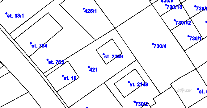 Parcela st. 2389 v KÚ Lomnice nad Popelkou, Katastrální mapa