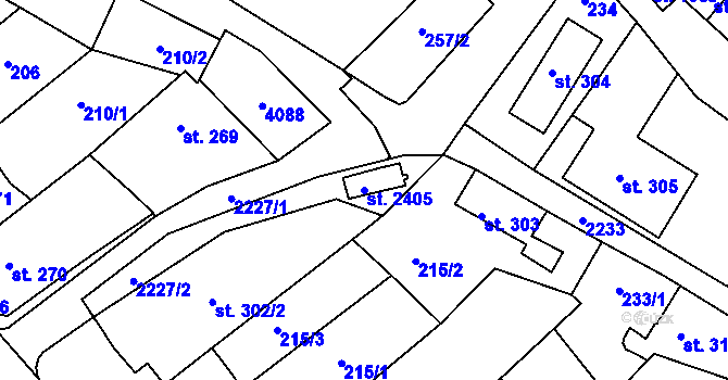 Parcela st. 2405 v KÚ Lomnice nad Popelkou, Katastrální mapa