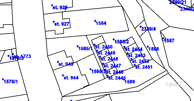Parcela st. 2449 v KÚ Lomnice nad Popelkou, Katastrální mapa