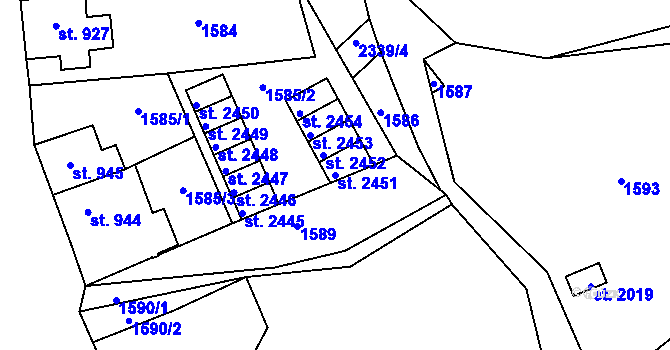 Parcela st. 2451 v KÚ Lomnice nad Popelkou, Katastrální mapa