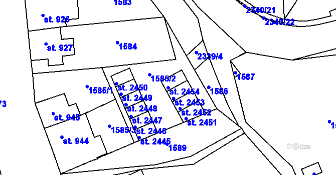 Parcela st. 2454 v KÚ Lomnice nad Popelkou, Katastrální mapa