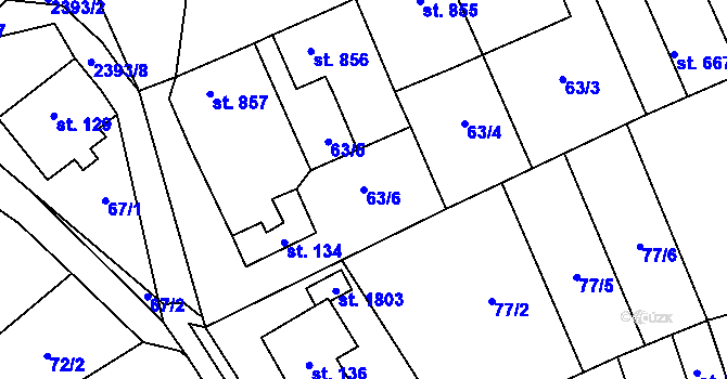 Parcela st. 63/6 v KÚ Lomnice nad Popelkou, Katastrální mapa