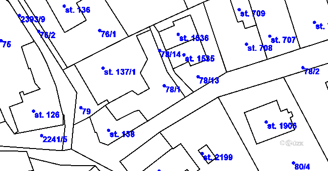Parcela st. 78/1 v KÚ Lomnice nad Popelkou, Katastrální mapa