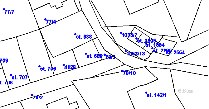 Parcela st. 78/5 v KÚ Lomnice nad Popelkou, Katastrální mapa