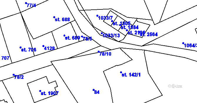 Parcela st. 78/10 v KÚ Lomnice nad Popelkou, Katastrální mapa