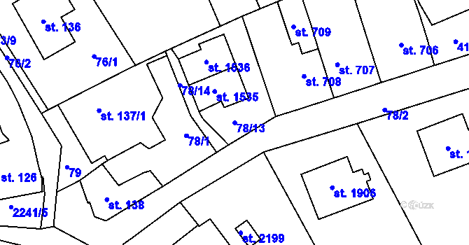 Parcela st. 78/13 v KÚ Lomnice nad Popelkou, Katastrální mapa