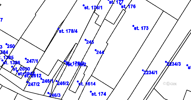 Parcela st. 244 v KÚ Lomnice nad Popelkou, Katastrální mapa