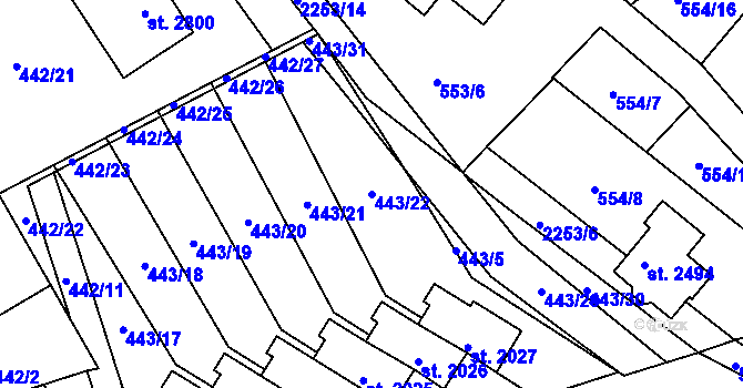 Parcela st. 443/22 v KÚ Lomnice nad Popelkou, Katastrální mapa