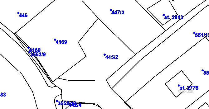 Parcela st. 445/2 v KÚ Lomnice nad Popelkou, Katastrální mapa
