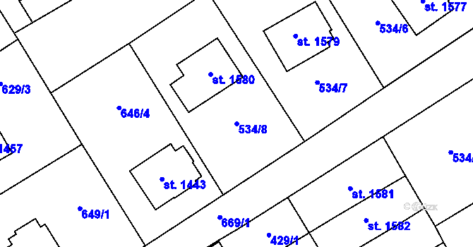 Parcela st. 534/8 v KÚ Lomnice nad Popelkou, Katastrální mapa
