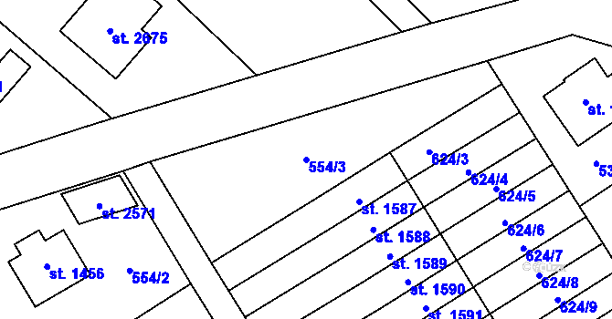 Parcela st. 554/3 v KÚ Lomnice nad Popelkou, Katastrální mapa