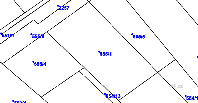 Parcela st. 555/1 v KÚ Lomnice nad Popelkou, Katastrální mapa