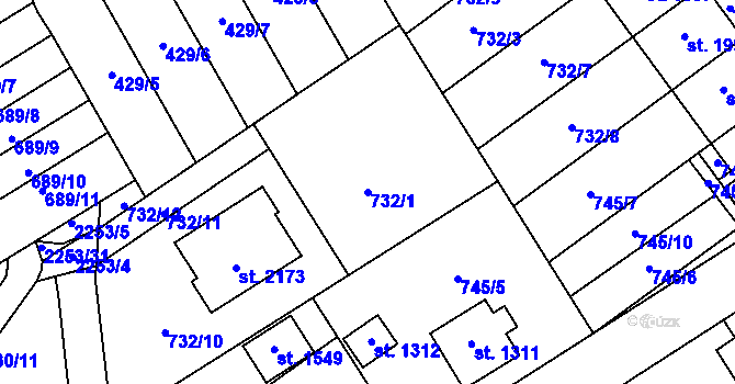 Parcela st. 732/1 v KÚ Lomnice nad Popelkou, Katastrální mapa