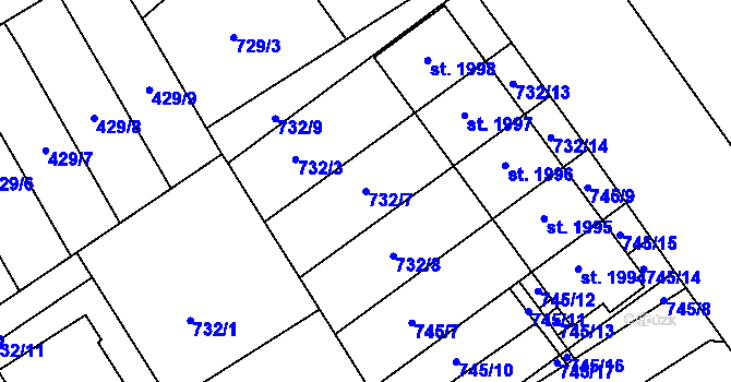 Parcela st. 732/7 v KÚ Lomnice nad Popelkou, Katastrální mapa