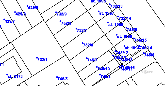 Parcela st. 732/8 v KÚ Lomnice nad Popelkou, Katastrální mapa