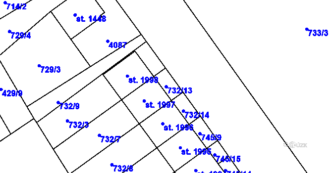 Parcela st. 732/13 v KÚ Lomnice nad Popelkou, Katastrální mapa